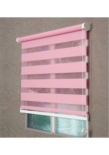 Asyhome Pembe Bambu Zebra Perde Etek Dilimli
