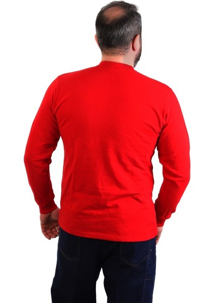 Eser - Bisiklet Yaka Sweatshirt - Cepli - Kırmızı