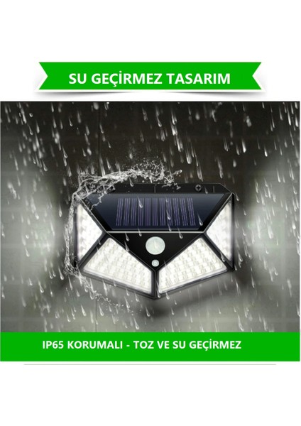 Zauss 100 LED Solar Hareket Sensörlü 3 Mod Duvar Bahçe Lambası 4'lü