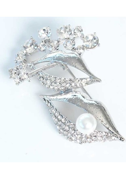 Zirkon Taşlı Metal Broş
