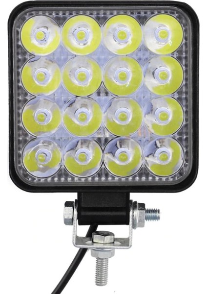 2 Adet 16 LED Kare Off Road Iş Makinası Çalışma Lambası Sis Farı