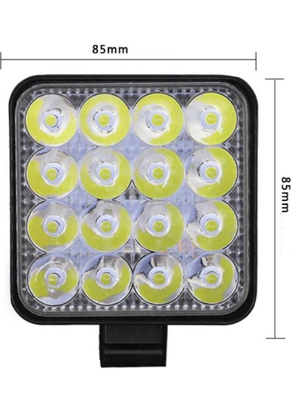 2 Adet 16 LED Kare Off Road Iş Makinası Çalışma Lambası Sis Farı