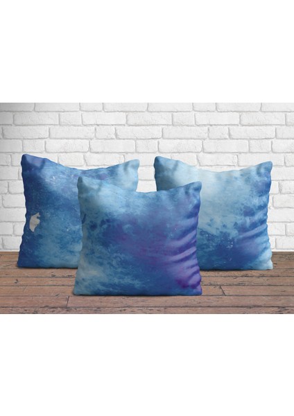 Mavi Bulut Temalı Üçlü Yastık Kılıfı Seti