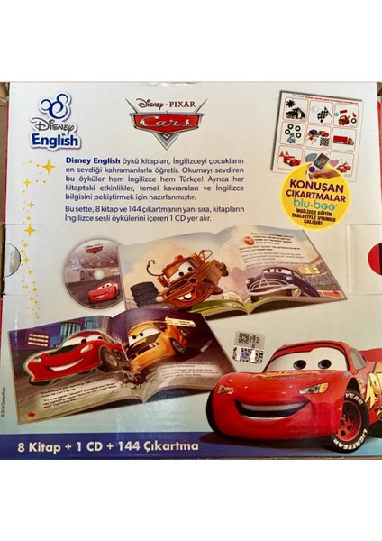 English Race Time Ingilizce Eğitim Seti (Disney English Fun Wıth Cars İngilizce Türkçe Hikaye Seti 8 Kitap+1 cd+144 Çıkartma)