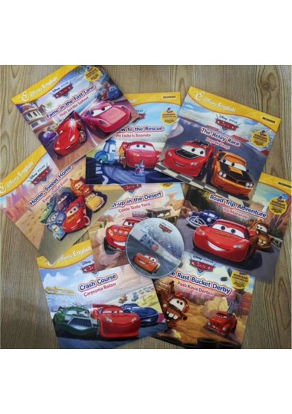 English Race Time Ingilizce Eğitim Seti (Disney English Fun Wıth Cars İngilizce Türkçe Hikaye Seti 8 Kitap+1 cd+144 Çıkartma)