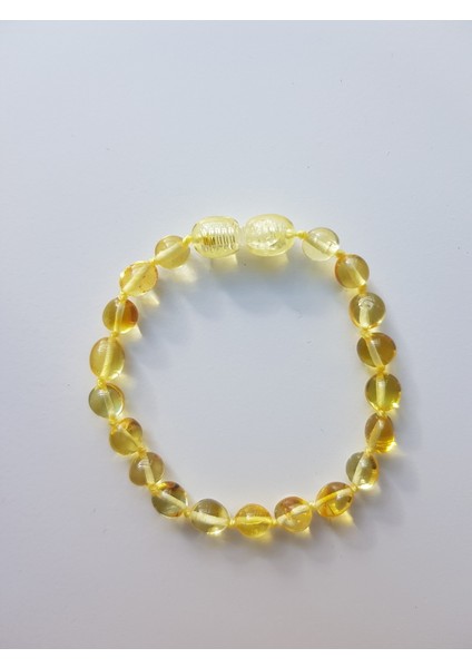 Damla Kehribar Bileklik Limon 16 cm Bebek Çocuk Bilekliği