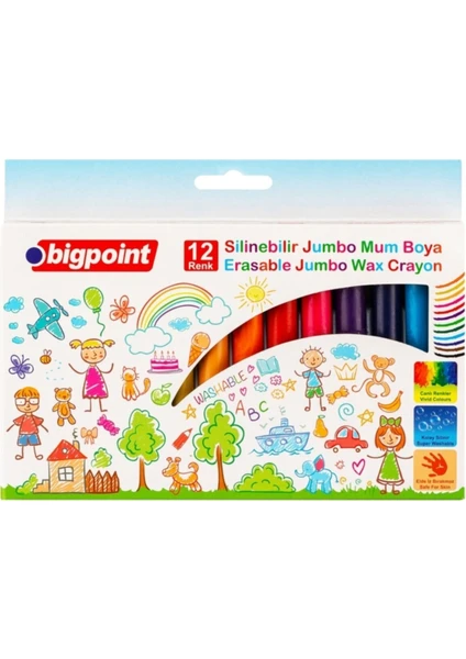 Silinebilir Jumbo Mum Boya 12 Renk