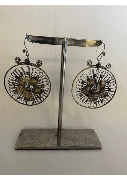 Dekoratif Metal Stantlı Tel Kırma Küpe