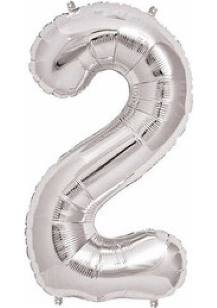 Folyo Balon Rakam 2 Gümüş 16 Inc(40 Cm) Pk:1
