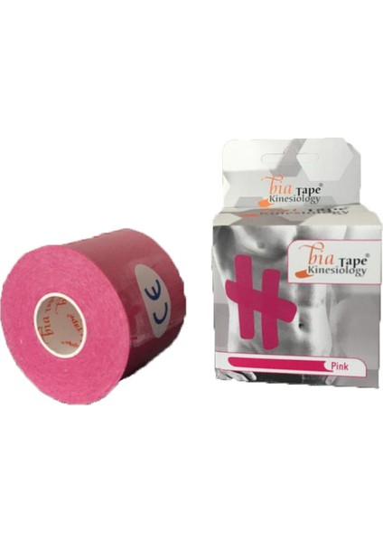 Bia Tape Kinesio 5 cm x 5 M - Pembe Rengi Sporcu Bandı 36'lı (Pakette 36 Adet)