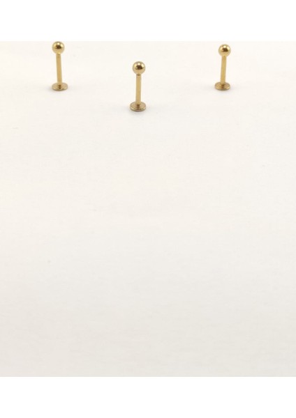 316L Cerrahi Çelik Gold Renk Üçlü Set 8mm Top Uçlu Labret Piercing