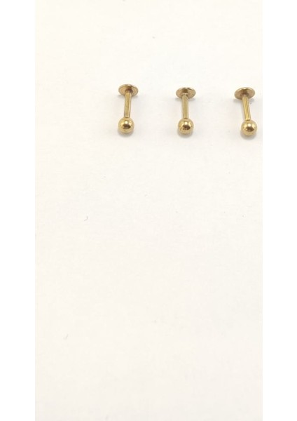316L Cerrahi Çelik Gold Renk Üçlü Set 6mm Top Uçlu Labret Piercing