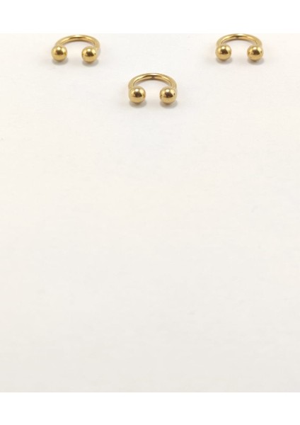 316L Cerrahi Çelik Üçlü Set 6mm Top Uçlu Gold Renk Septum Piercing