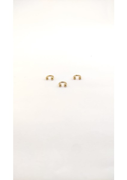 316L Cerrahi Çelik Üçlü Set 6mm Top Uçlu Gold Renk Septum Piercing