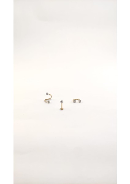 316L Cerrahi Çelik 8 mm Gümüş Gri Bar Shambala Üçlü Piercing Set (Labret,septum,helix) fiyatları