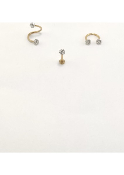316L Cerrahi Çelik 8 mm Gümüş Gri Bar Shambala Üçlü Piercing Set (Labret,septum,helix) modelleri