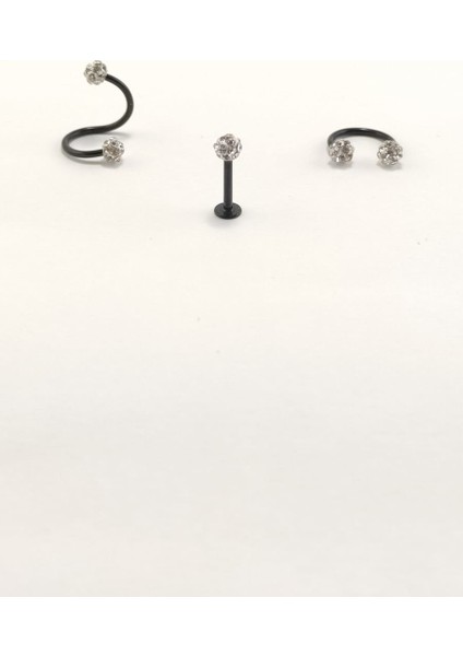 316L Cerrahi Çelik 8 mm Gümüş Gri Bar Shambala Üçlü Piercing Set (Labret,septum,helix) fiyatları