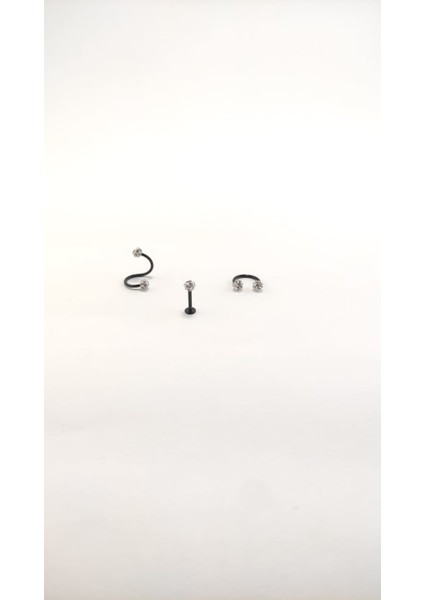 316L Cerrahi Çelik 8 mm Gümüş Gri Bar Shambala Üçlü Piercing Set (Labret,septum,helix) modelleri