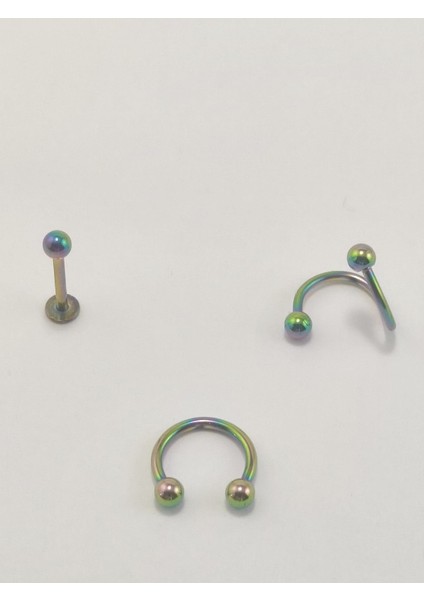 316L Cerrahi Çelik 8 mm Gold Renk Üçlü Piercing Set (Labret,septum,helix) fiyatları