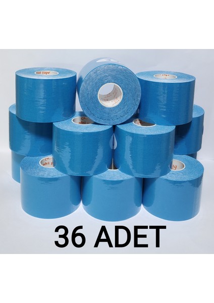 Bia Tape Kinesio 5 cm x 5 M - Açık Mavi Rengi Sporcu Ağrı 36'lı (Pakette 36 Adet)