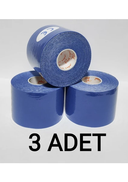 Bia Tape Kinesio 5 cm x 5 M - Koyu Mavi Rengi Sporcu Bandı 3'lü (Pakette 3 Adet)