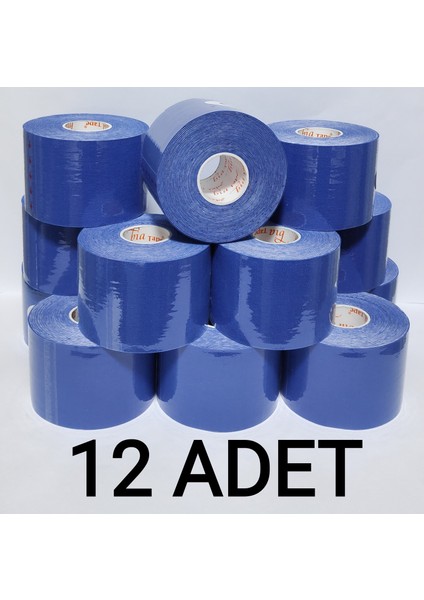 Bia Tape Kinesio 5 cm x 5 M - Koyu Mavi Rengi Sporcu  Bandı12'li (Pakette 12 Adet)