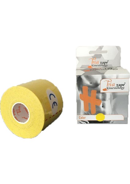 Bia Tape Kinesio 5 cm x 5 M - Sarı Rengi Sporcu Bandı 3'lü (Pakette 3 Adet)