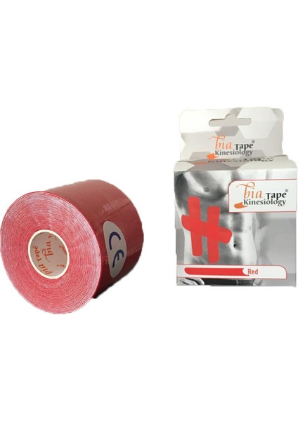 Bia Tape Kinesio 5 cm x 5 M - Kırmızı Rengi Sporcu  Bandı 36'lı (Pakette 36 Adet)