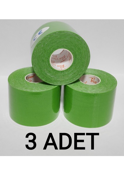 Bia Tape Kinesio 5 cm x 5 M - Yeşil Rengi Sporcu Bandı 3'lü (Pakette 3 Adet)