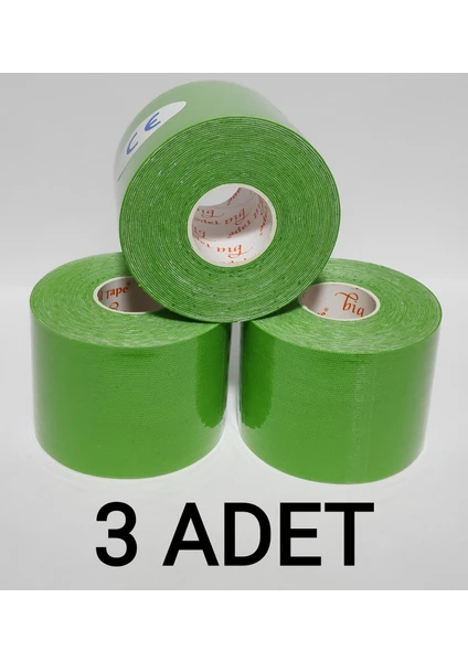 Bia Tape Kinesio 5 cm x 5 M - Yeşil Rengi Sporcu Bandı 3'lü (Pakette 3 Adet)