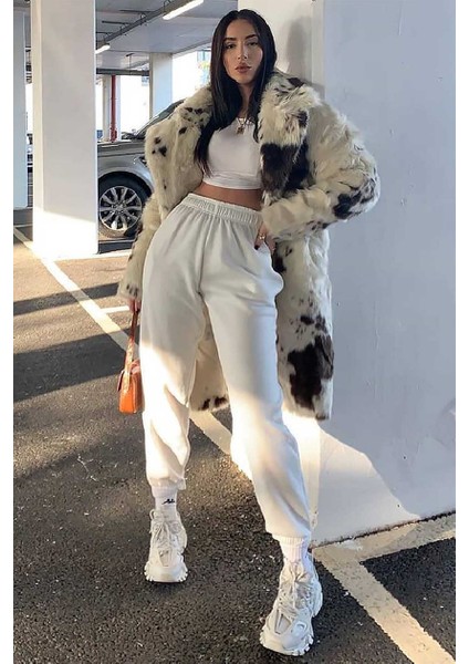 Beyaz Paça Lastikli Oversize Kadın Eşofman MG324