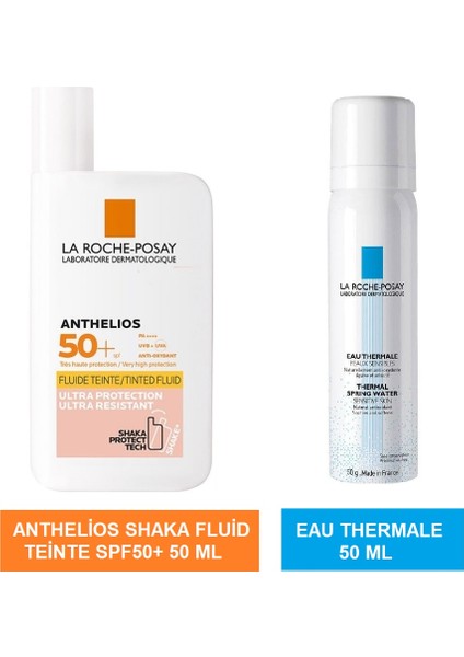 La Roche Posay Anthelios Shaka Fluid SPF50+ Tinted +Eau Thermale 50 ml Bakım Seti