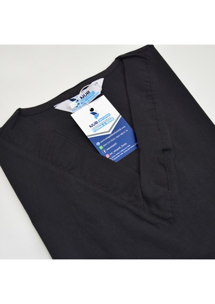 Siyah Likralı Alt Üst Forma Takım Scrubs