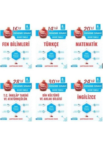 Nartest Yayınevi 8. Sınıf LGS Nartanesi Efsane Deneme Seti 6 Kitap