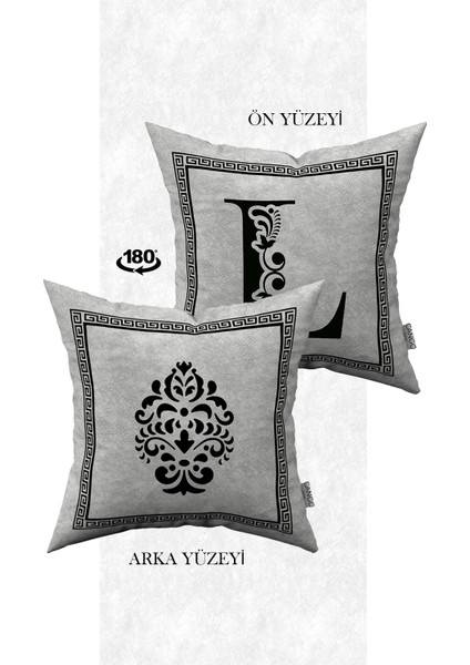 Çift Taraflı Dijital Baskılı Harfli Kırlent Kılıfı - Harf L