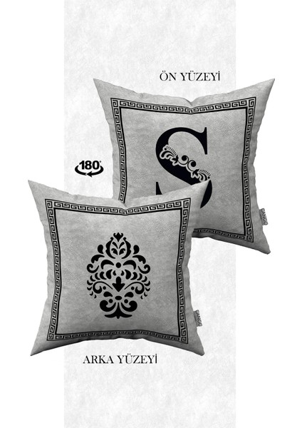 Çift Taraflı Dijital Baskılı Harfli Kırlent Kılıfı - Harf Ş fiyatları