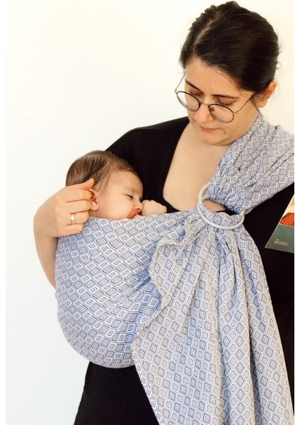 Halka Sling - Babysling - Diomond - Bebek Taşıyıcı - Pamuk - Taşıma Şalı – Mavi