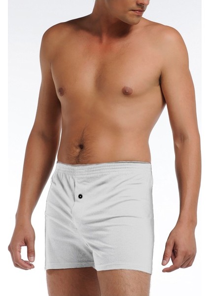 6 Adet Beyaz Penye Boxer Külot Pamuk 805
