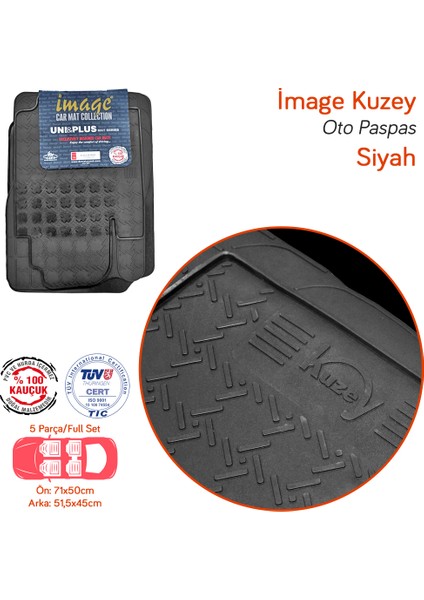 Kuzey Kauçuk Paspas Siyah Üniversal 5 Parça fiyatları