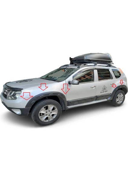 Dacia Duster Kapı Koruma ve Çamurluk Kaplaması 2010-2017 Dodik Damalı 12 Parça Set Full Abs Plastik