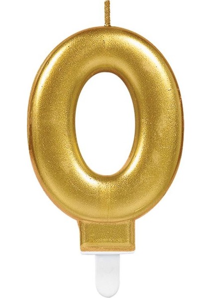 Altın Sarısı Renk 0 Rakamlı Numaralı Parti Mumu