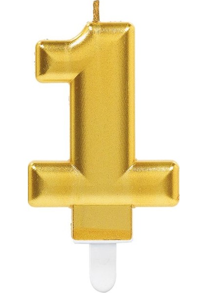 Altın Sarısı Renk 1 Rakamlı Numaralı Parti Mumu