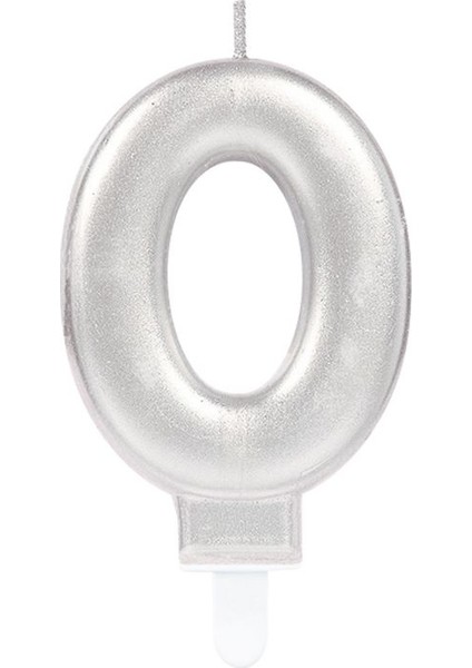 Gümüş Renk 0 Rakamlı Numaralı Parti Mumu