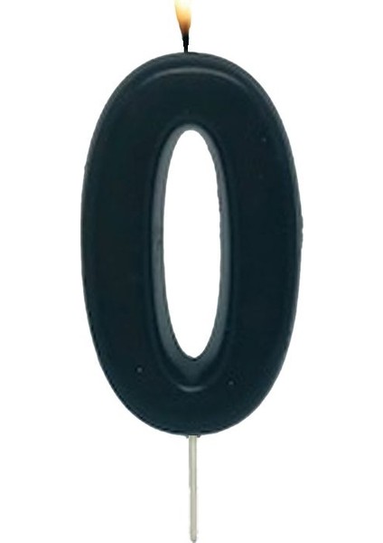Siyah Renk 0 Rakamlı Numaralı Parti Mumu
