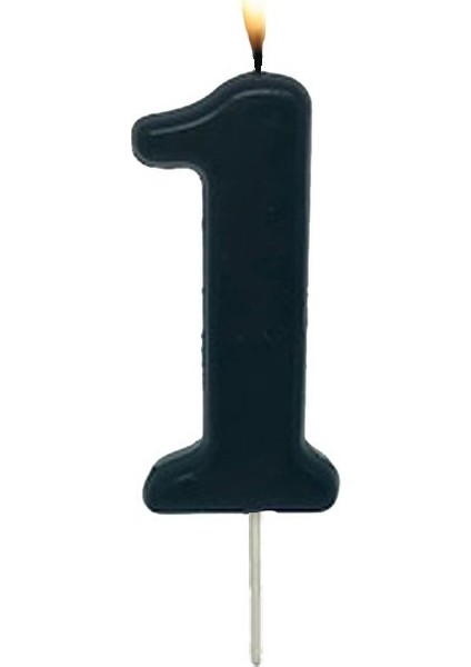 Siyah Renk 1 Rakamlı Numaralı Parti Mumu