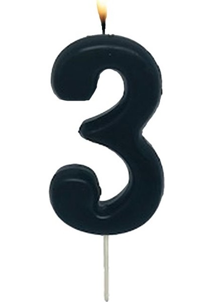 Siyah Renk 3 Rakamlı Numaralı Parti Mumu