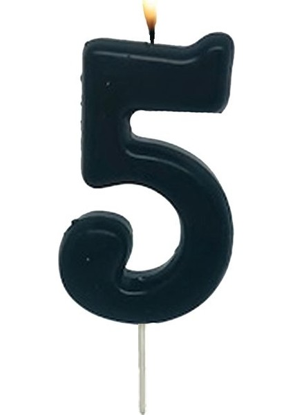 Siyah Renk 5 Rakamlı Numaralı Parti Mumu