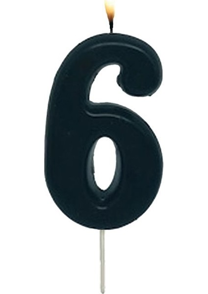 Siyah Renk 6 Rakamlı Numaralı Parti Mumu