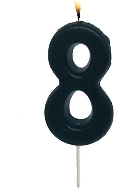 Siyah Renk 8 Rakamlı Numaralı Parti Mumu