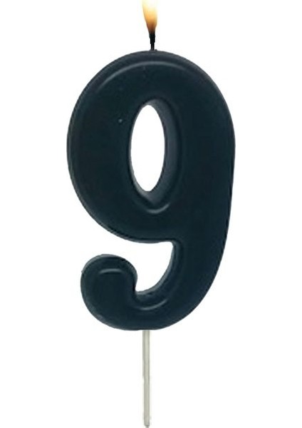Siyah Renk 9 Rakamlı Numaralı Parti Mumu
